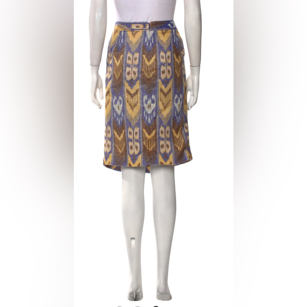 Tory Burch Blue And Gold A-Line Knee-Length Skirt Nwt